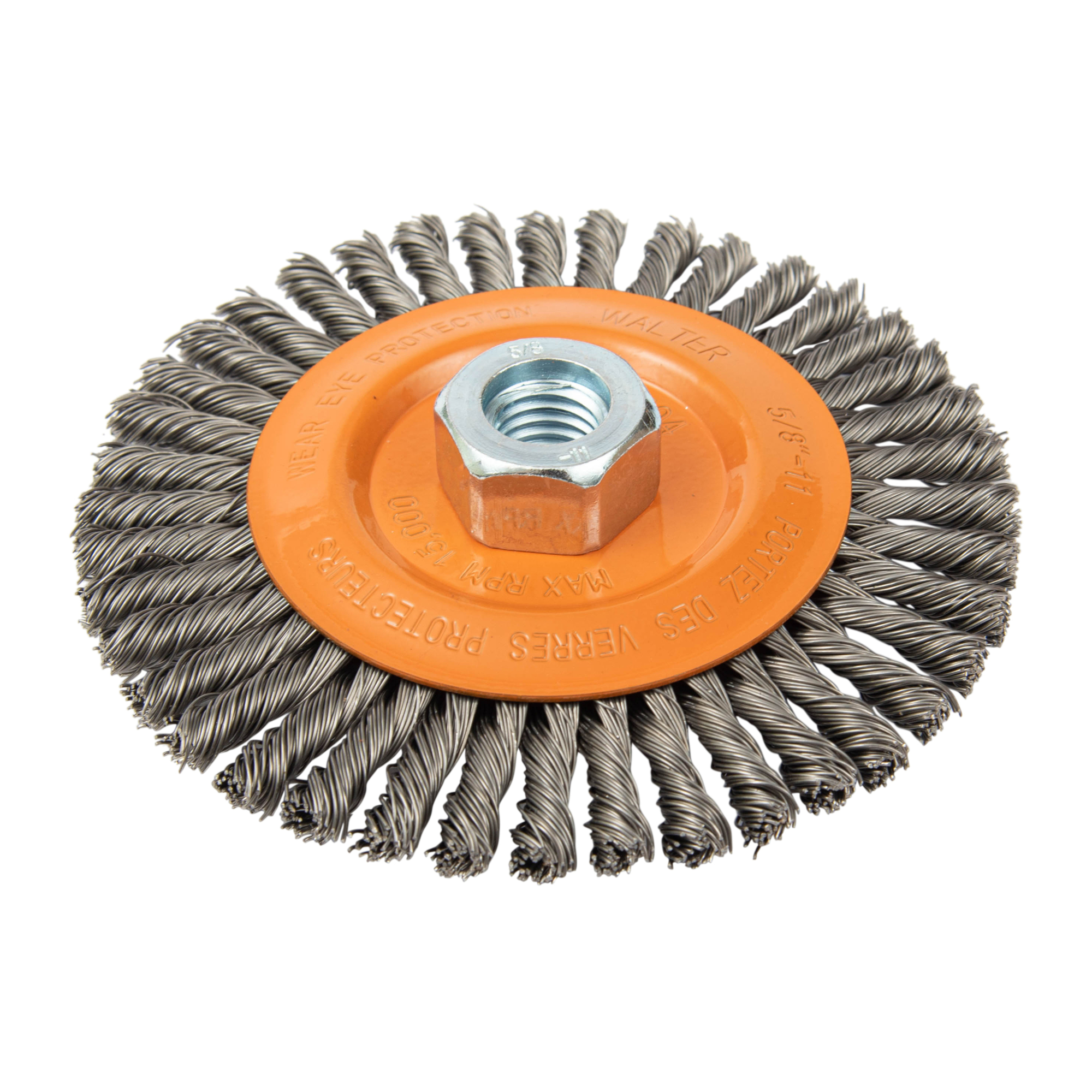 Walter Knot Brush — 5in. x 1/4in. x 5/8-11, Industrial Quality Wire, Oil Hardened Steel, Model# 13K504